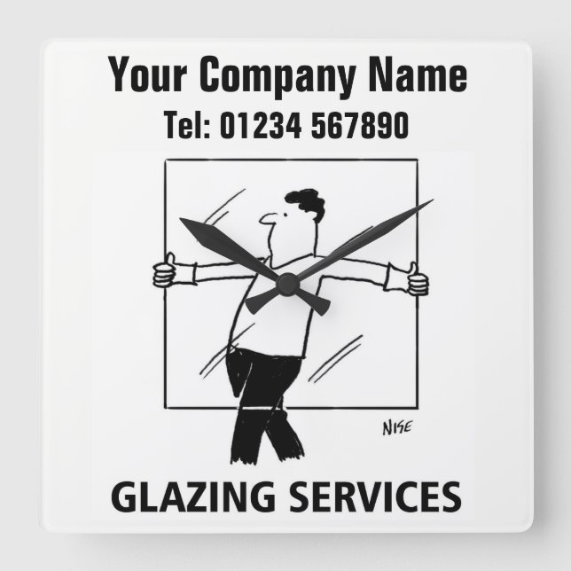 Glazing Services Cartoon Clock (Front)