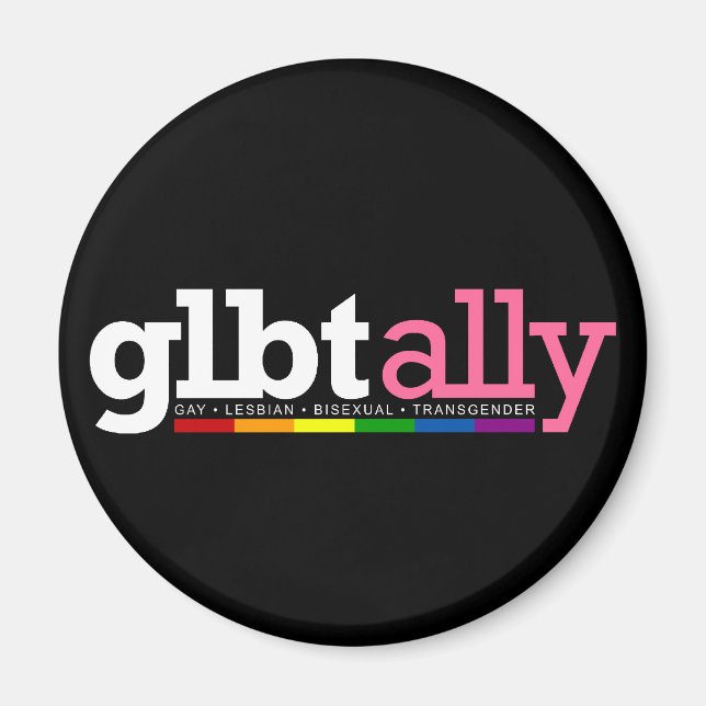 GLBT Ally Black Magnet (Front)