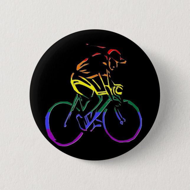 GLBT Pride Bicyclist 2 Inch Round Button (Front)