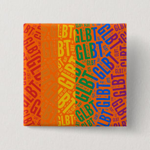 GLBT WORD PATTERN COLOR -.png 2 Inch Square Button