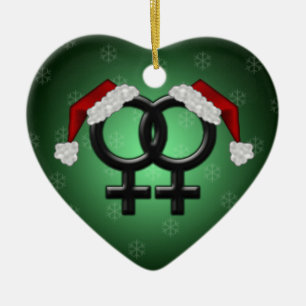 GLBT Xmas - Lesbian Green Ceramic Ornament
