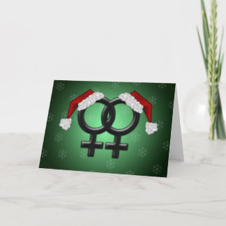 GLBT Xmas - Lesbian Green Holiday Card