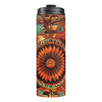 Gleaming Cerulean "Intricate Echoes" Insulated Tra Thermal Tumbler