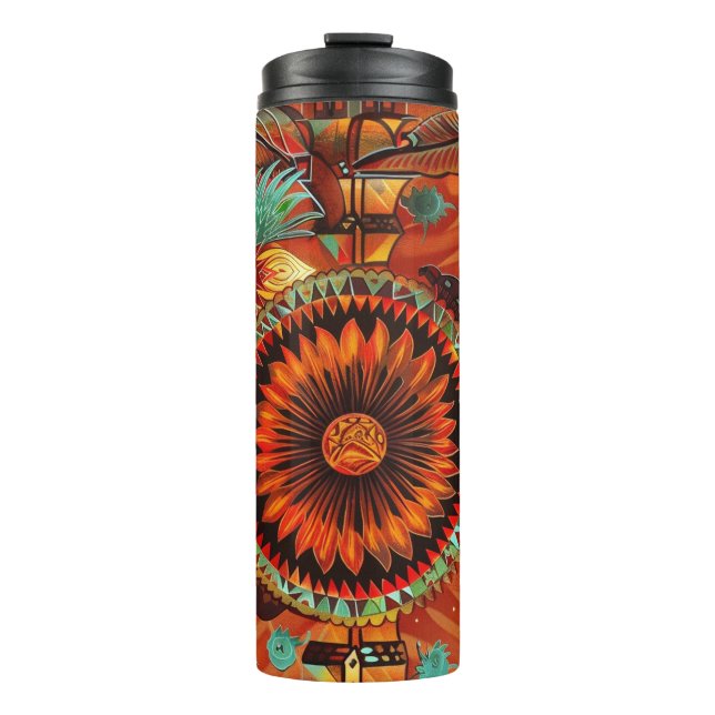 Gleaming Cerulean "Intricate Echoes" Insulated Tra Thermal Tumbler (Front)