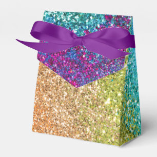 Gleaming Rainbow Glitter Swirl Favor Box