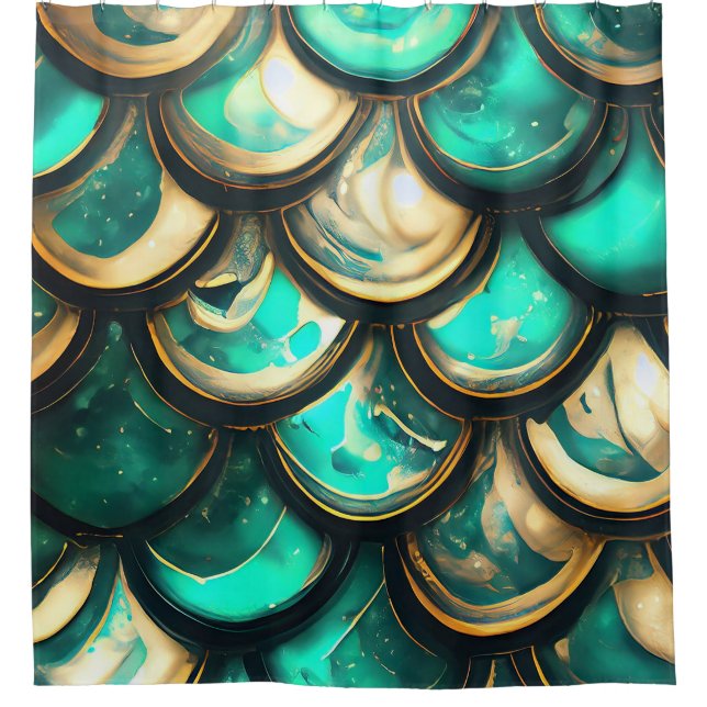 "Gleaming Teal & Gold Mermaid Scales" (Front)
