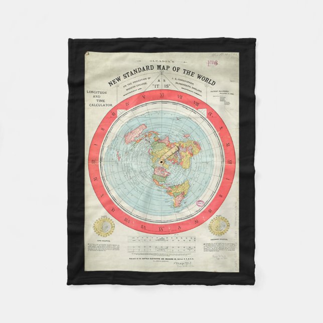 Gleason's New Standard Map Of The World - Flat Ear Fleece Blanket (Front)