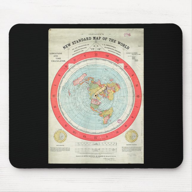 Gleason's New Standard Map Of The World - Flat Ear Mouse Pad (Front)