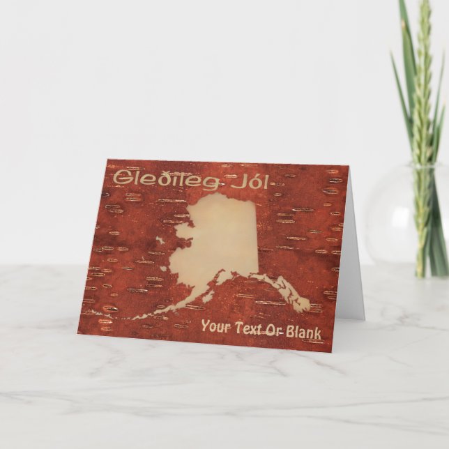 Gleðileg Jól - Alaska On Inner Birch Bark Holiday Card (Front)