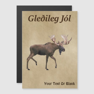 Gleðileg Jól - Bull Moose On Old Paper
