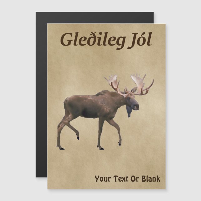Gleðileg Jól - Bull Moose On Old Paper (Front/Back)