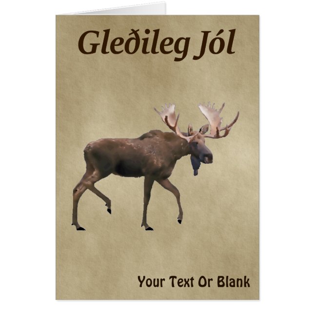 Gleðileg Jól - Bull Moose On Old Paper (Front)