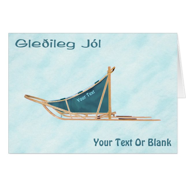 Gleðileg Jól - Chien traîné sur neige (Devant horizontal)