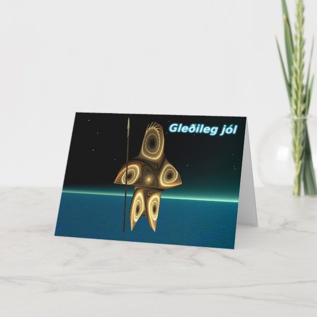 Gleðileg jól - Fractal Inuit Hunter Holiday Card (Front)