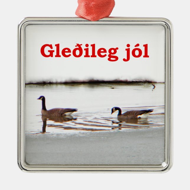 Gleðileg jól - Honkers - Canada Geese Metal Ornament (Front)