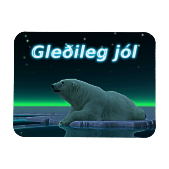 Gleðileg jól - Ice Edge Polar Bear Magnet (Horizontal)