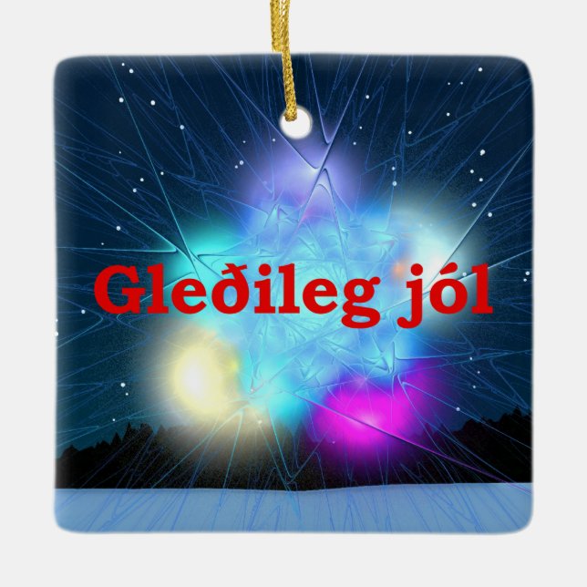 Gleðileg Jól - Jack Frost Ceramic Ornament (Front)