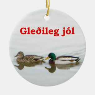 Gleðileg jól - Mallards Ceramic Ornament