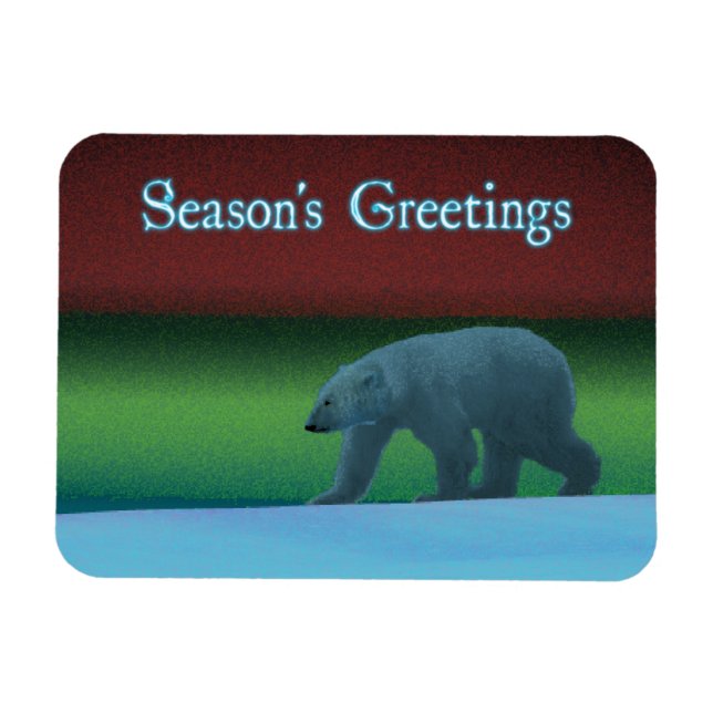 Gleðileg Jól - Polar Lights Polar Bear Magnet (Horizontal)
