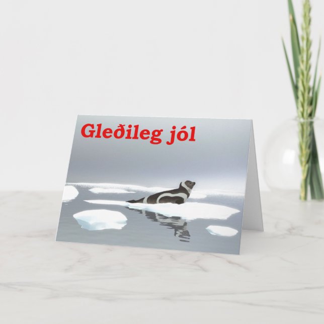 Gleðileg jól - Ribbon Seal Holiday Card (Front)