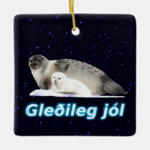 Gleðileg Jól - Ringed Seal Ceramic Ornament