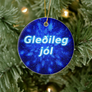 Gleðileg Jól - Snowburst Ceramic Ornament