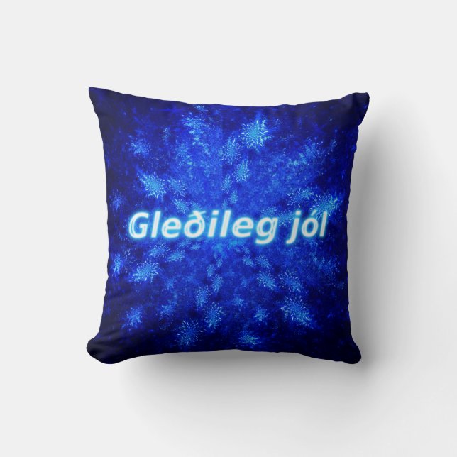 Gleðileg jól - Snowburst Throw Pillow (Front)