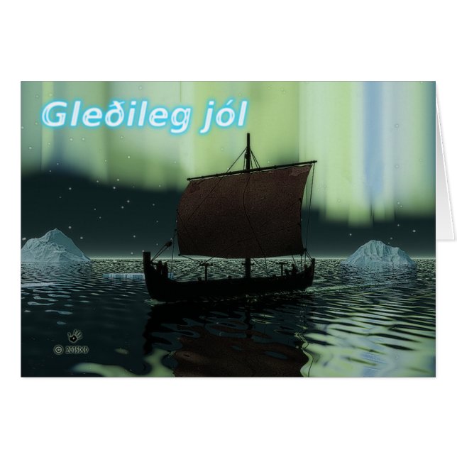 Gleðileg Jól - Viking Ship Et Northern Lights (Devant horizontal)