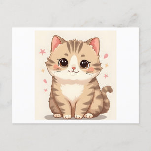 Gleeful Cat: Sweet Kawaii Kitten Art for Any Room Holiday Postcard