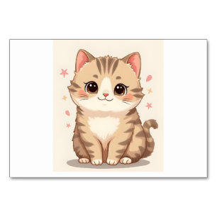 Gleeful Cat: Sweet Kawaii Kitten Art for Any Room Table Number