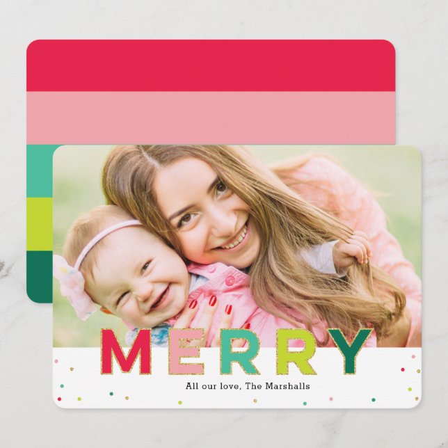 Gleeful Merry Fun Modern Holiday Card (Front/Back)
