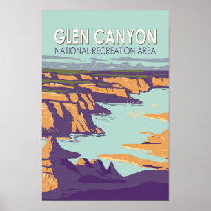 Glen Canyon Lake Powell Travel Art Vintage Poster