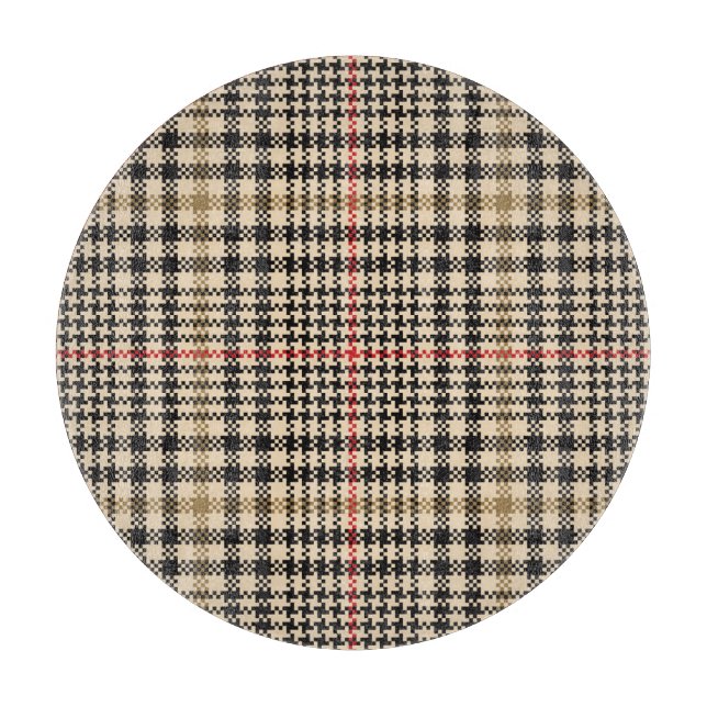 Glen Check Plaid Pixel Art Cutting Board (Front)