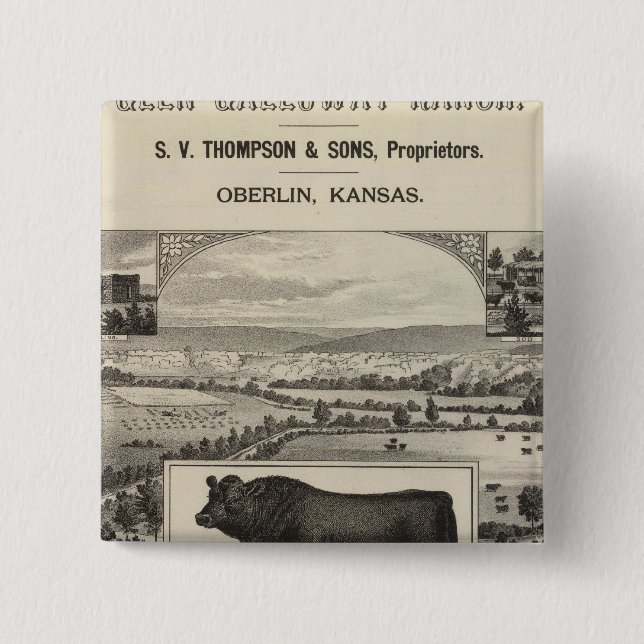 Glen Galloway Ranch, Oberlin, Kansas 2 Inch Square Button (Front)