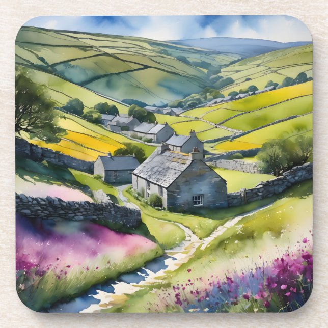 "Glen Garlands" Landscape Yorkshire Dales Scene Coaster (Front)