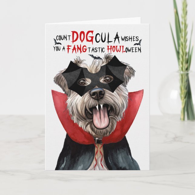 Glen of Imaal Funny Count DOGcula Halloween Holiday Card (Front)