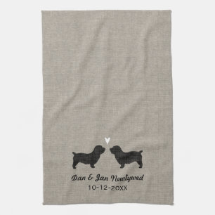 Glen of Imaal Terrier Silhouettes with Heart Kitchen Towel