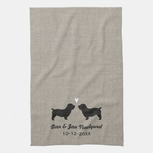 Glen of Imaal Terrier Silhouettes with Heart Kitchen Towel (Vertical)