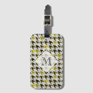 Glen Plaid. Black and mustard. Luggage Tag