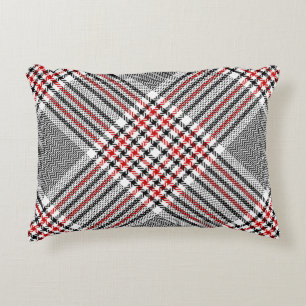 Glen plaid pattern. Black, red, white seamless tar Accent Pillow