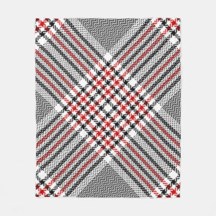 Glen plaid pattern. Black, red, white seamless tar Fleece Blanket