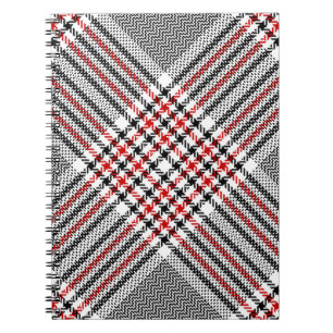 Glen plaid pattern. Black, red, white seamless tar Notebook