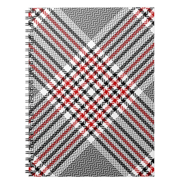 Glen plaid pattern. Black, red, white seamless tar Notebook (Front)