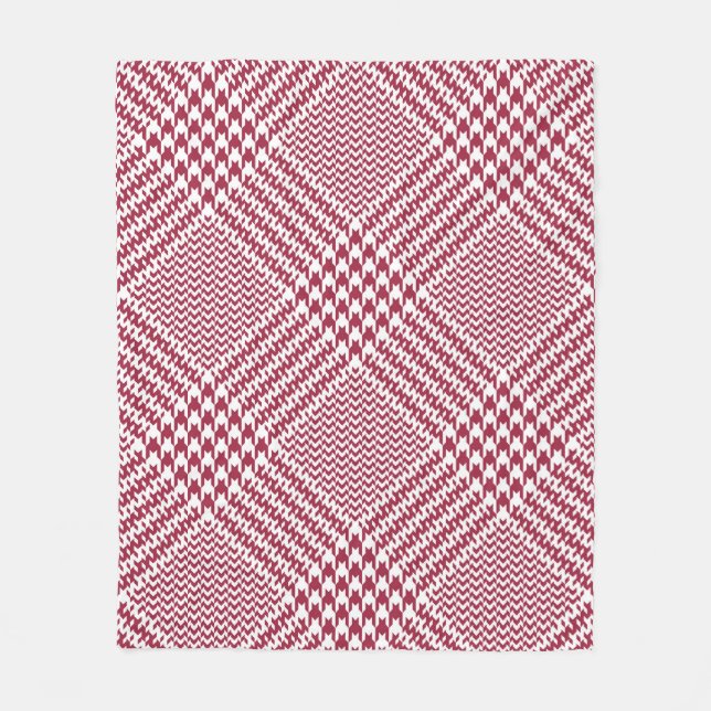 Glen plaid pattern bright in red and white. Seamle Fleece Blanket (Front)