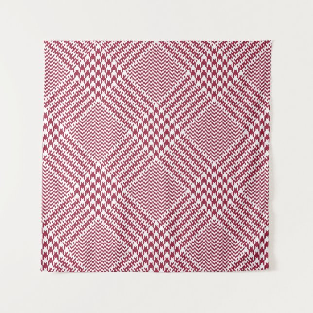 Glen plaid pattern bright in red and white. Seamle Tapestry (Front)