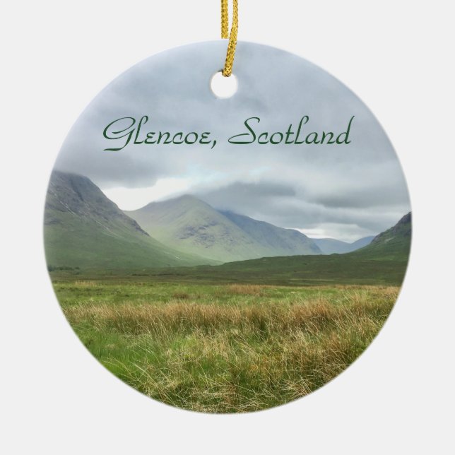 Glencoe Mountains Scotland, Scottish Highlands Ceramic Ornament (Front)