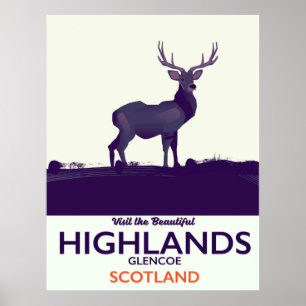 Glencoe, Scottish Highlands vacation print. Poster