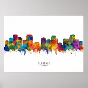Glendale California Skyline Poster