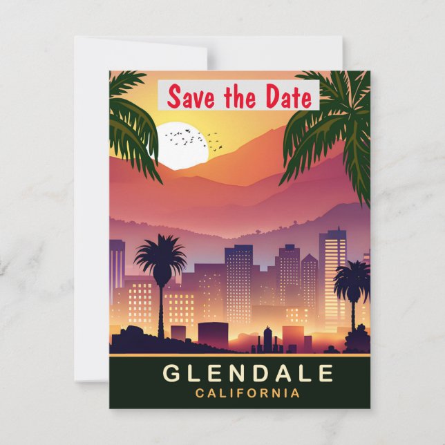 Glendale California Skyline Wedding Invitation (Front)