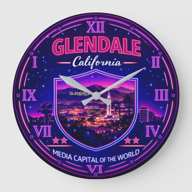 Glendale California Urban Lights Large Clock (Front)